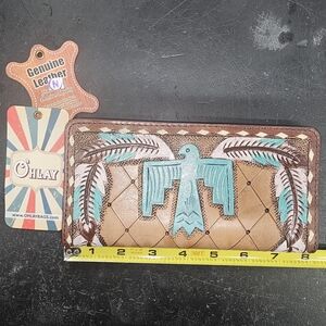 Turquoise Thunderbird Tooled Leather Wallet
